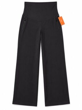 JOYSPELS Maternity Pants Black Medium Over Belly Work Yoga Zip Pockets NWT